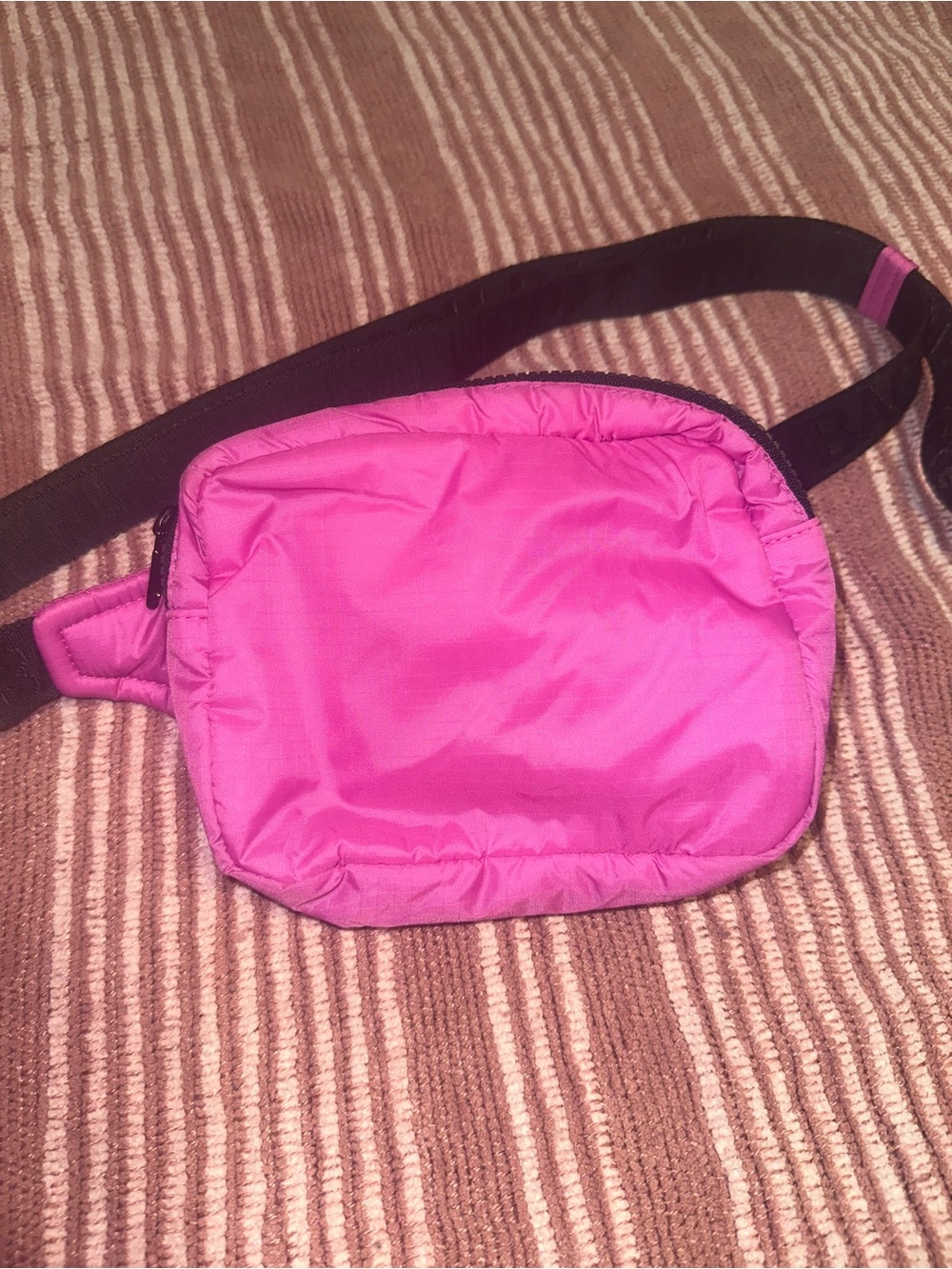 BAGGU Hot Pink Nylon Mini Belt Bag with Black Strap